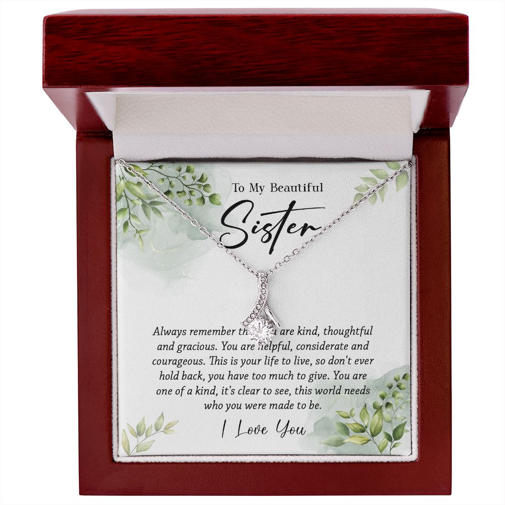 624B To My Sister Necklace,Christmas Birthday Gift For Sister From Brother/Sister
