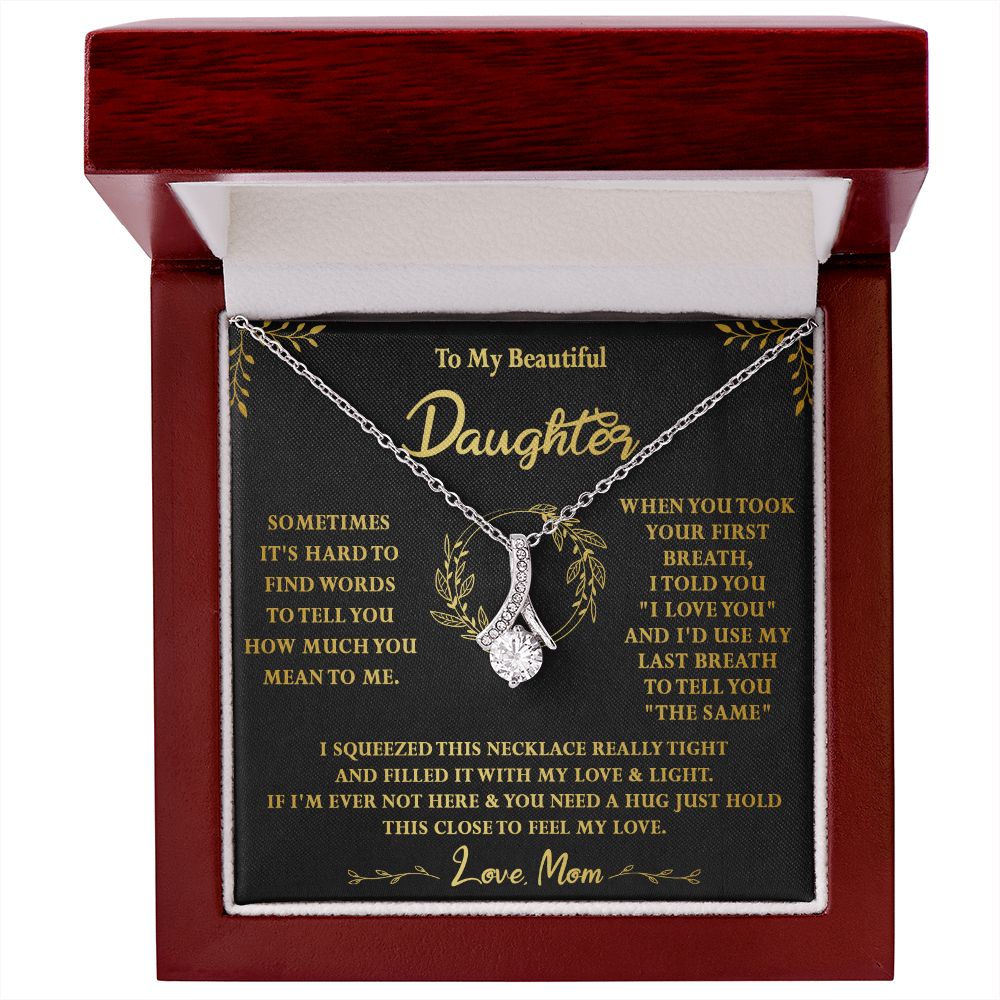 118B To My Beautiful Daughter Necklace,Gift For Daughter From Mom, Xmas Birthday Gift