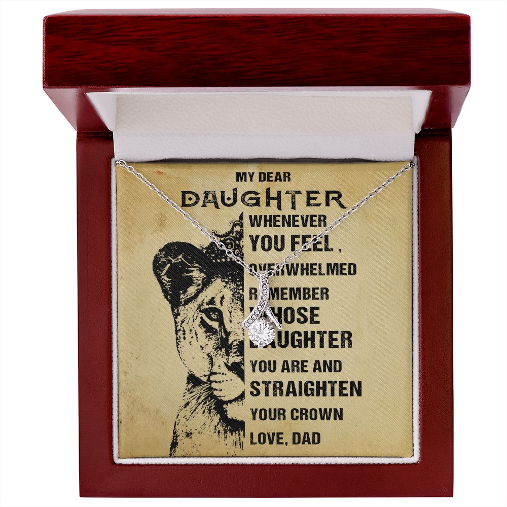 379B To My Daughter Necklace, Lion Necklace Gift Birthday, Necklace Gift From Dad
