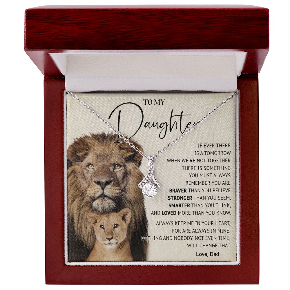 506B To My Daughter Necklace, Gift For Daughter From Dad, Lion Father Gift, Love Gift