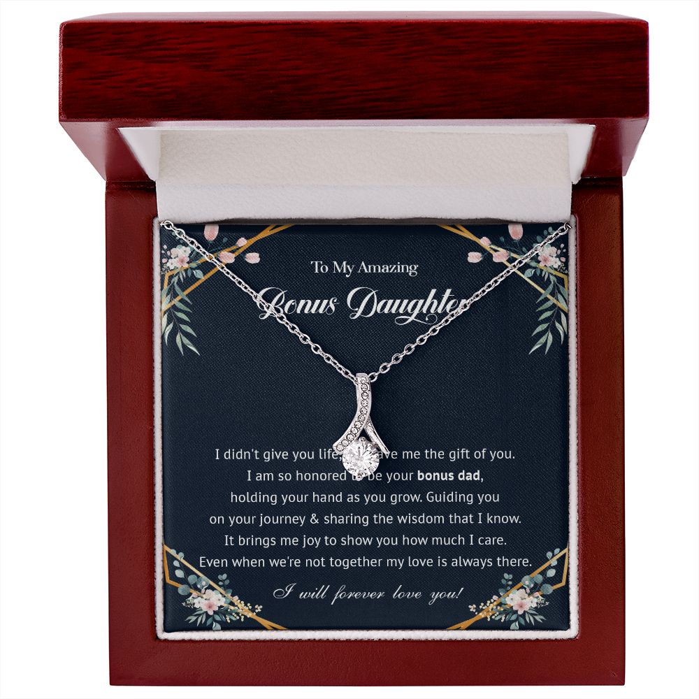 575B To My Bonus Daughter Necklace, Bonus Daughter Gift From Stepdad, Birthday Gifts