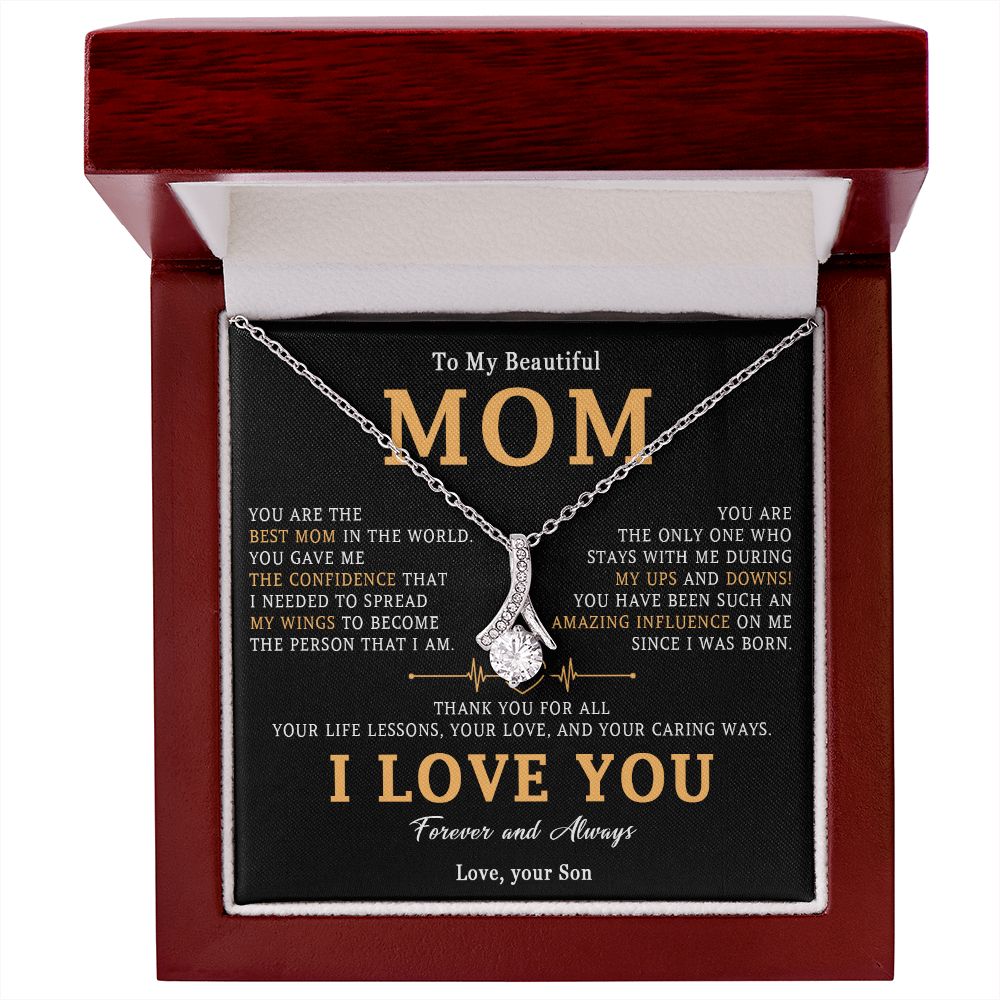 516B To My Beautiful Mom Necklace, Mom Gift, Mom Birthday Gift from Son, Love Gifts