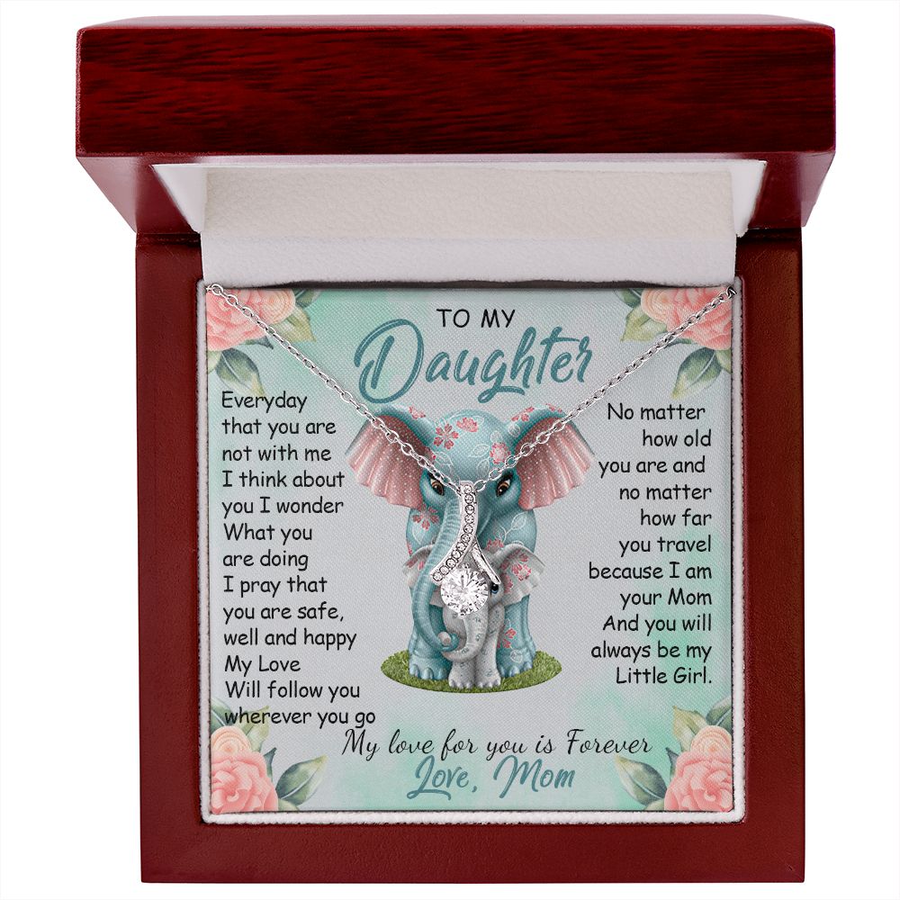 57B To My Daughter Necklace, Gift For Daughter From Mom, Daughter Mother Elephant