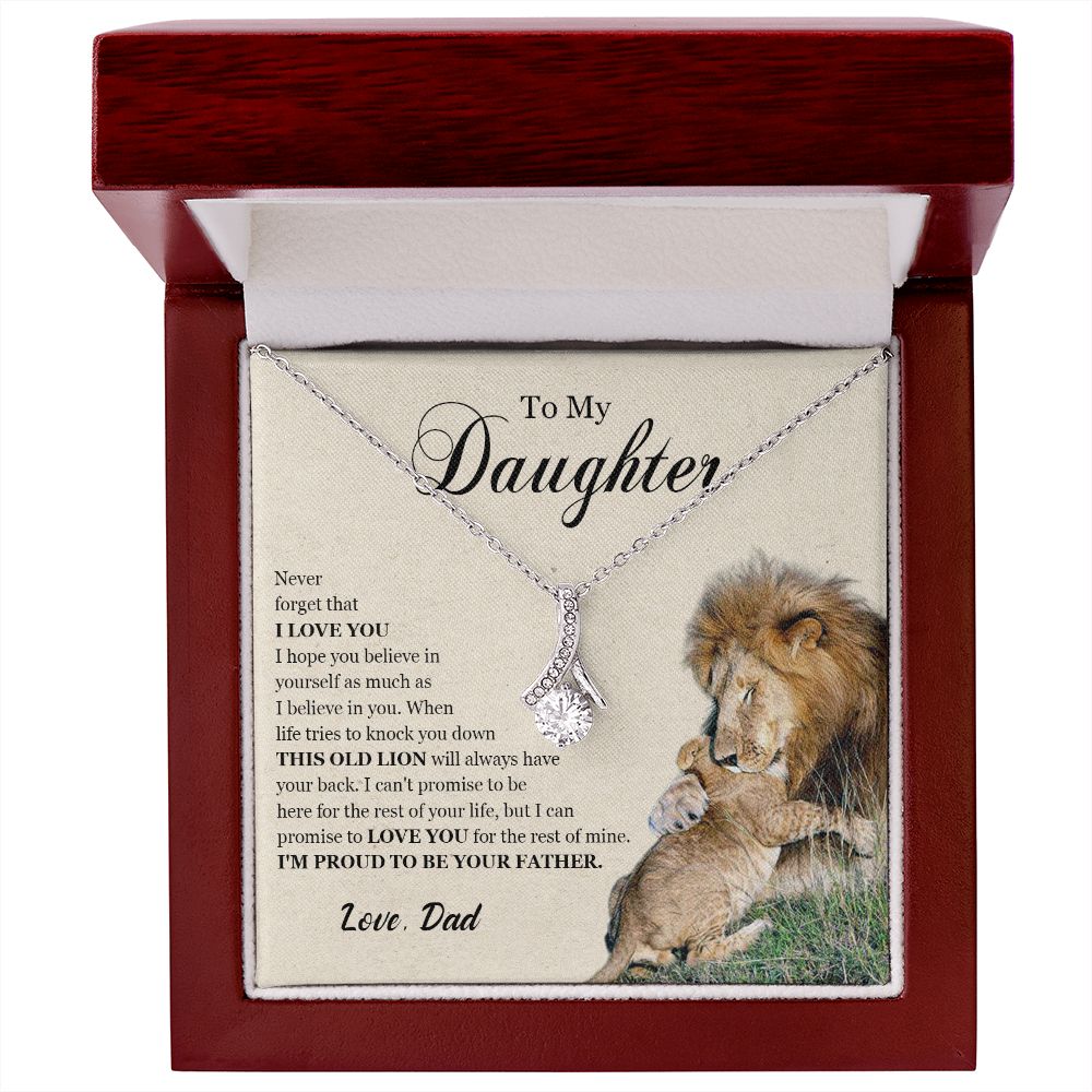 462B To My Daughter Necklace, Gift For Daughter From Dad, Daughter Father Lion Gift,