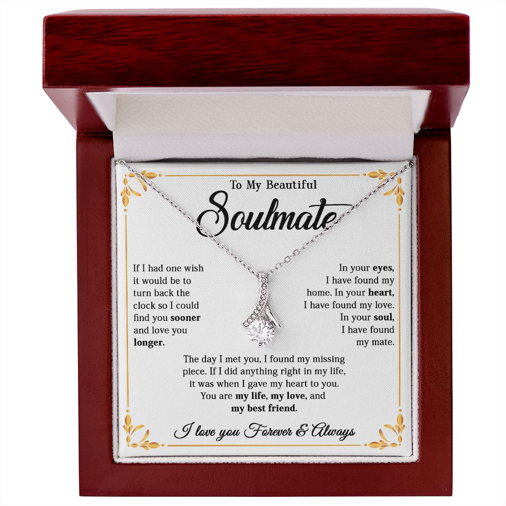 615B To My Beautiful Soulmate Necklace, Gift for Wife, Girlfriend, Valentine Gift