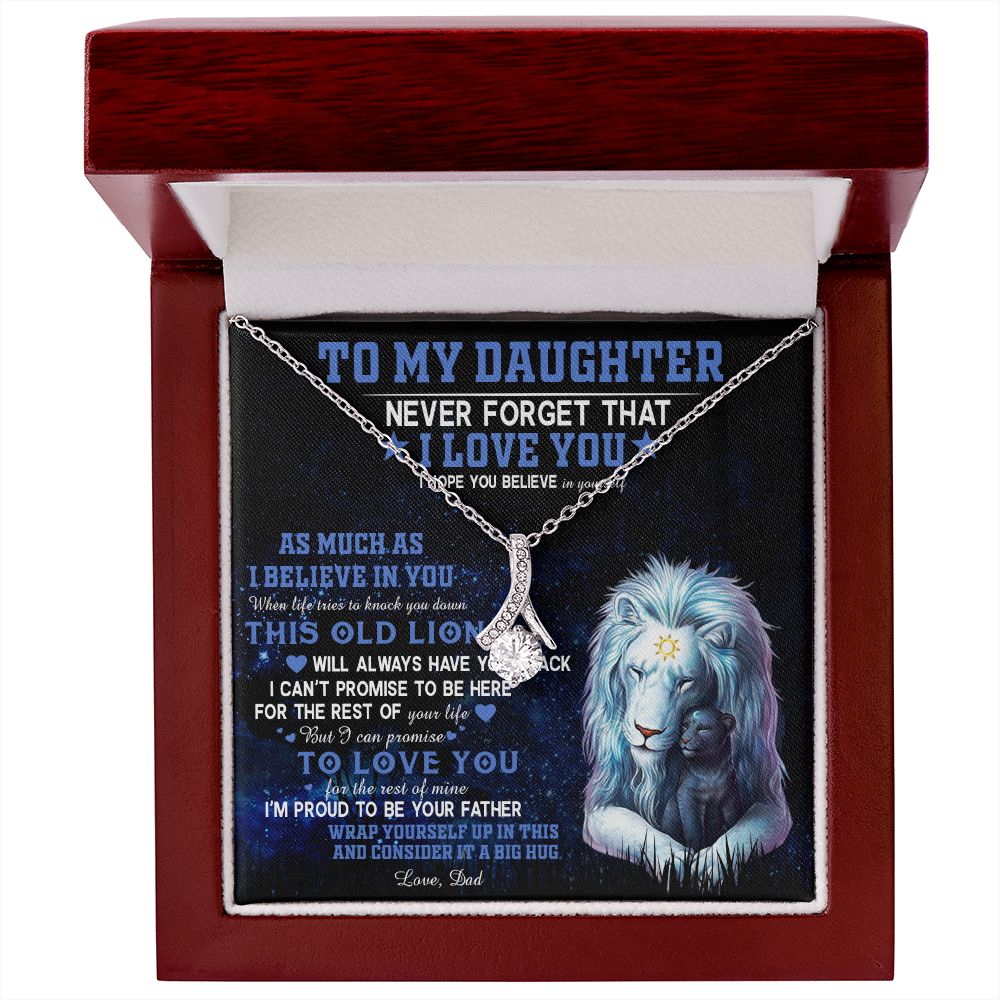 382B To My Daughter Necklace Never Forget That I Love You Necklace, Lion Necklace