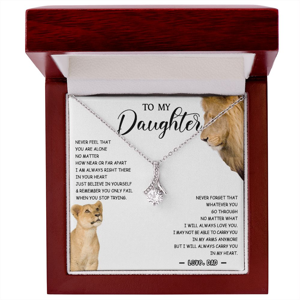 477B To My Daughter Necklace Father to Daughter Birthday Christmas Gift from Lion Dad