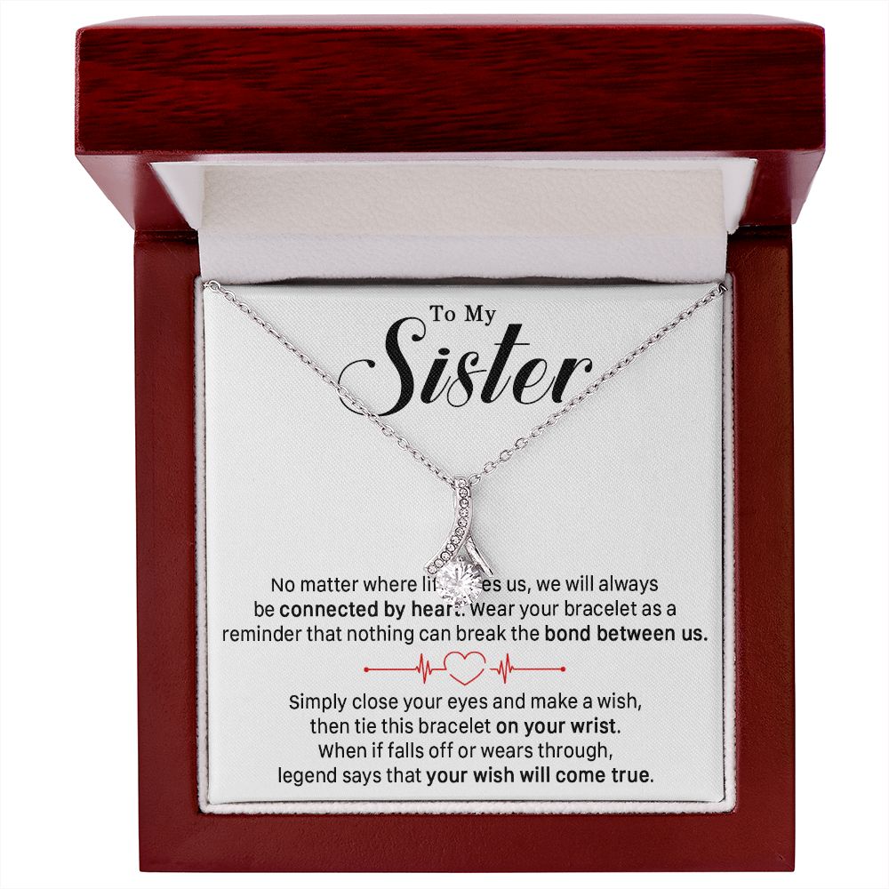545B To My Sister Necklace, Sister Best Friends Love Heart Necklace, Birthday Gifts