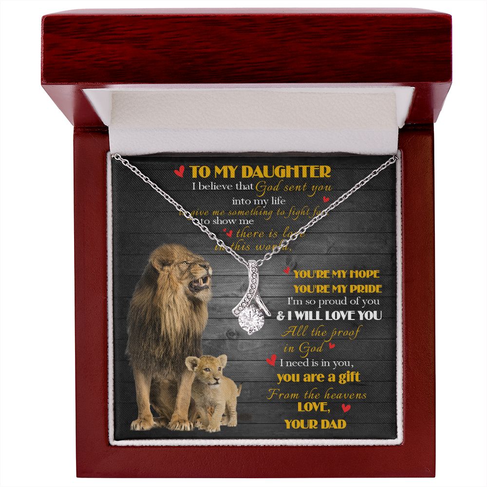 392B To My Daughter Necklace, Xmas Gift For Daughter From Dad, Daughter Father Lion