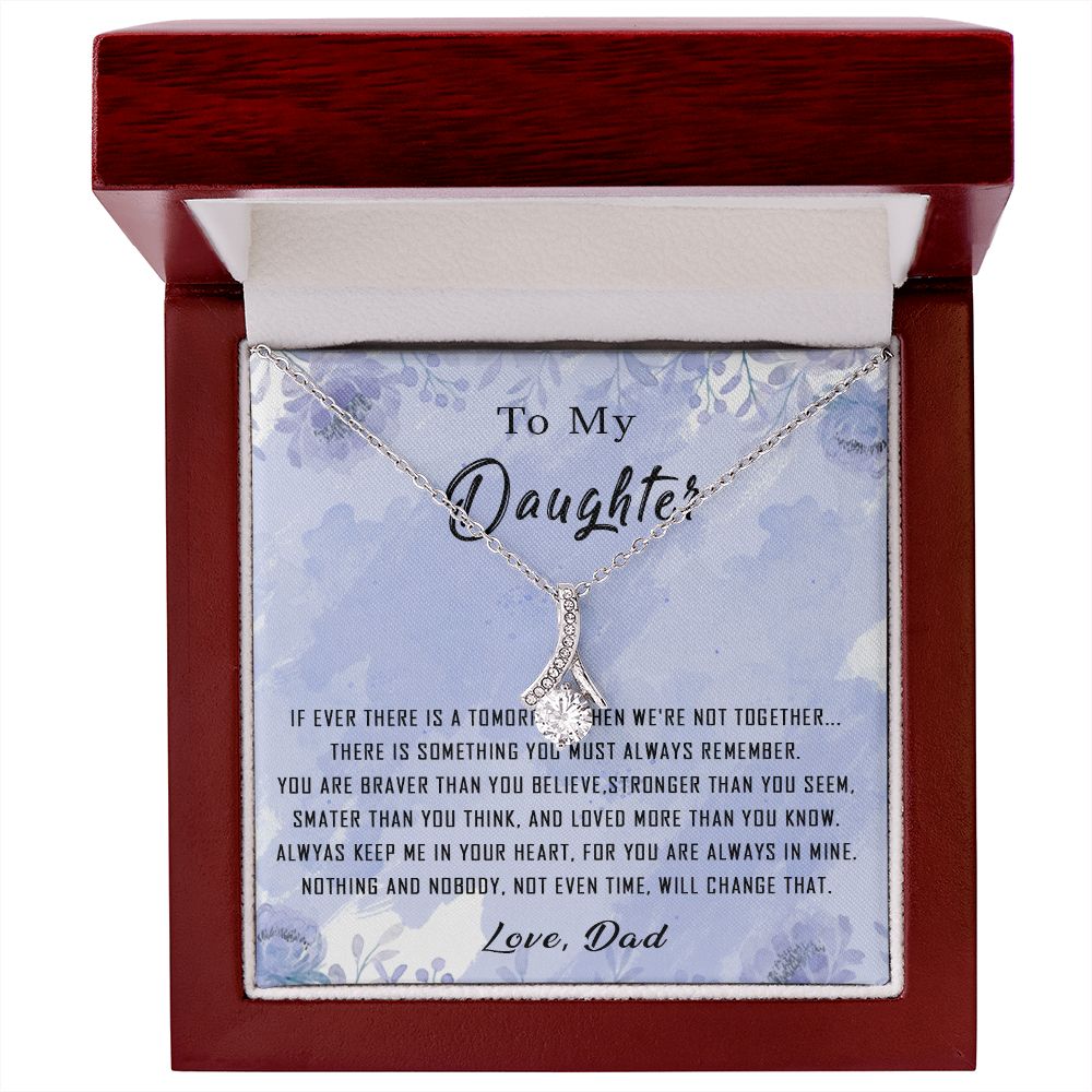 100B To My Daughter Necklace From Dad Father You're Braver Stronger Smarter Daughter