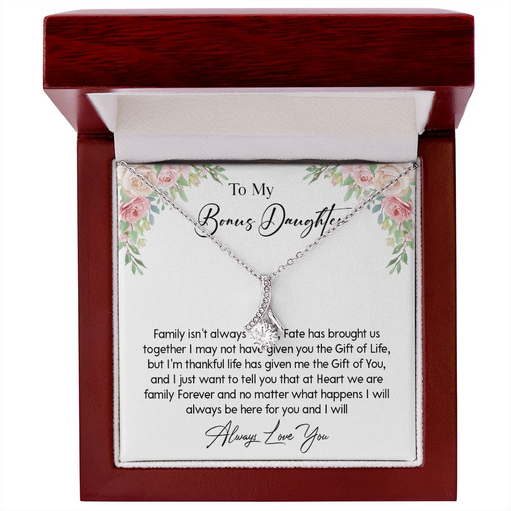 466B To My Bonus Daughter Necklace, Gift For Daughter, Birthday Graduation Christmas