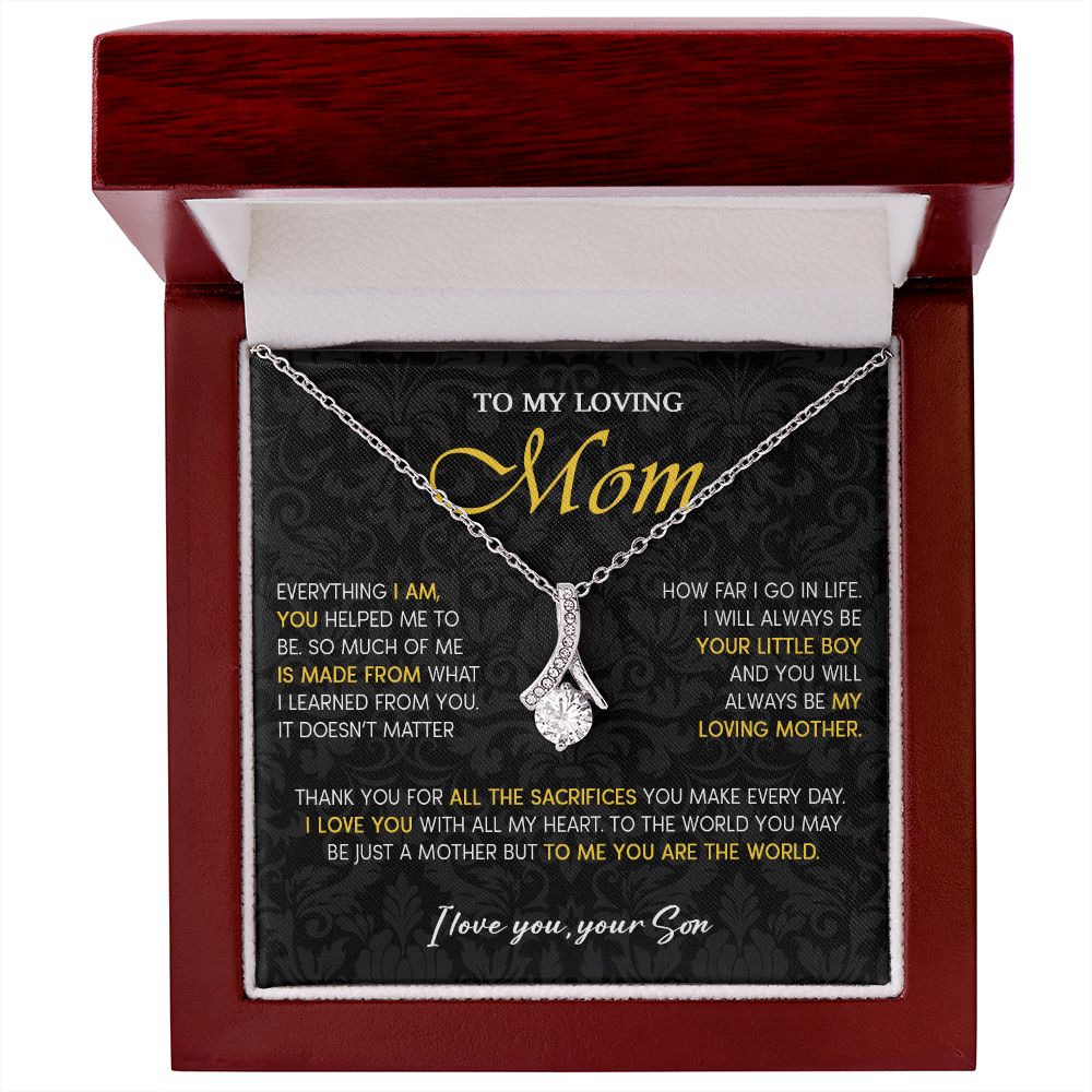 441B To My Loving Mom Necklace, Gift for Mom from Son, Mom Birthday Gifts Necklace