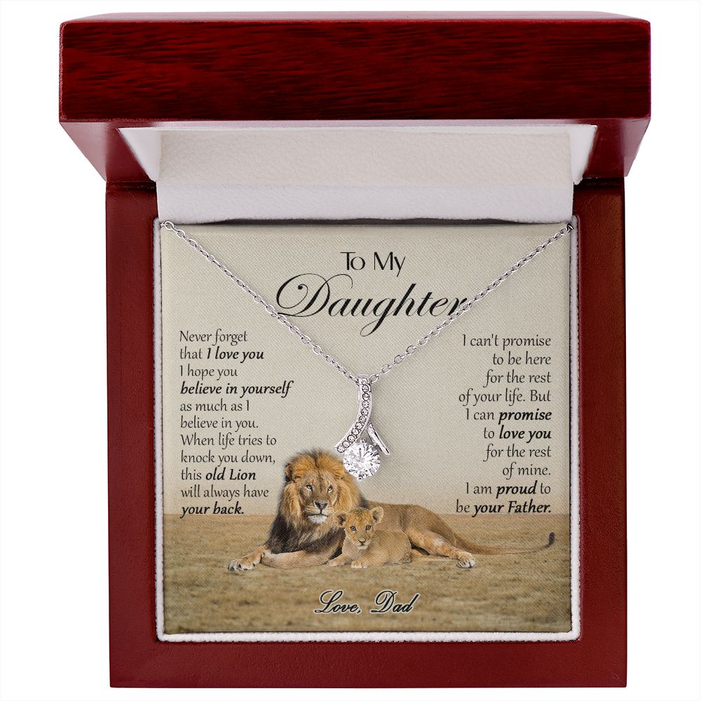 469B To My Daughter Necklace, Xmas Gift For Daughter From Dad, Daughter Father Lion