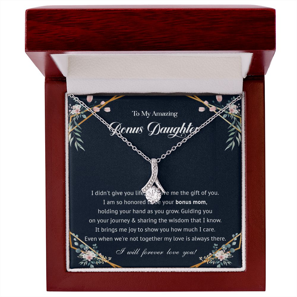 576B To My Bonus Daughter Necklace, Bonus Daughter Gift From Stepmom, Birthday Gifts