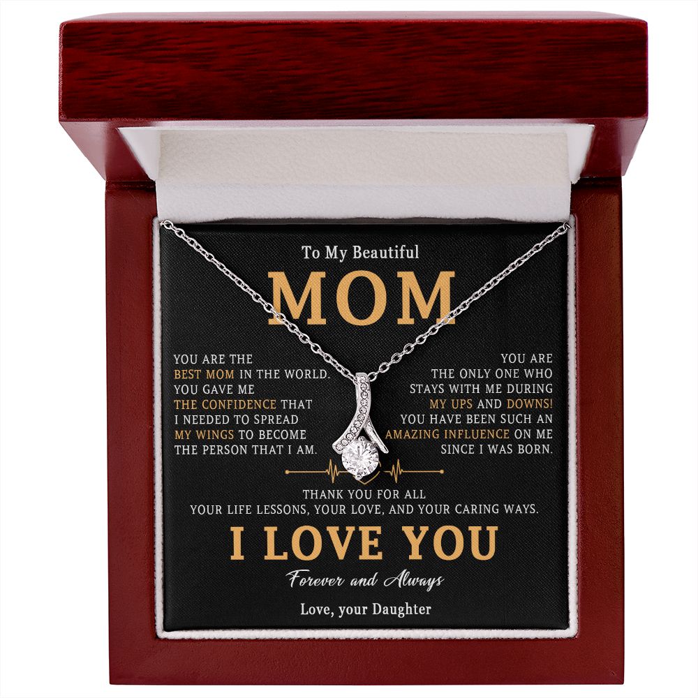 517B To My Beautiful Mom Necklace, Love Mom Gift, Mom Birthday Gift from Daughter