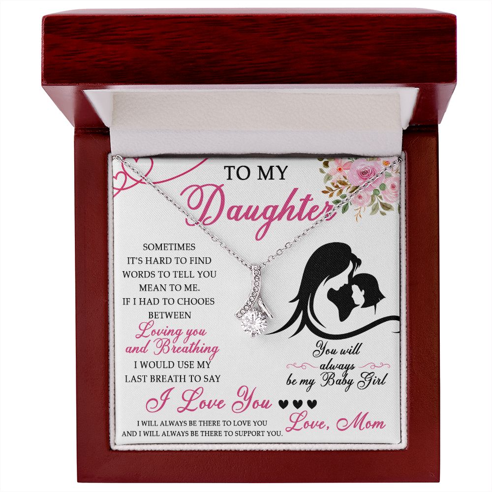 50B To My Daughter Necklace From Mom, Jewelry Gift For Daughter On Birthday, Holiday