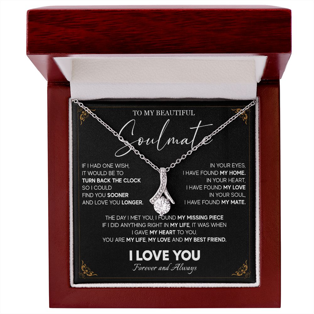 512B To My Beautiful Soulmate Necklace, Gift for Girlfriend, Wife, Anniversary Gift