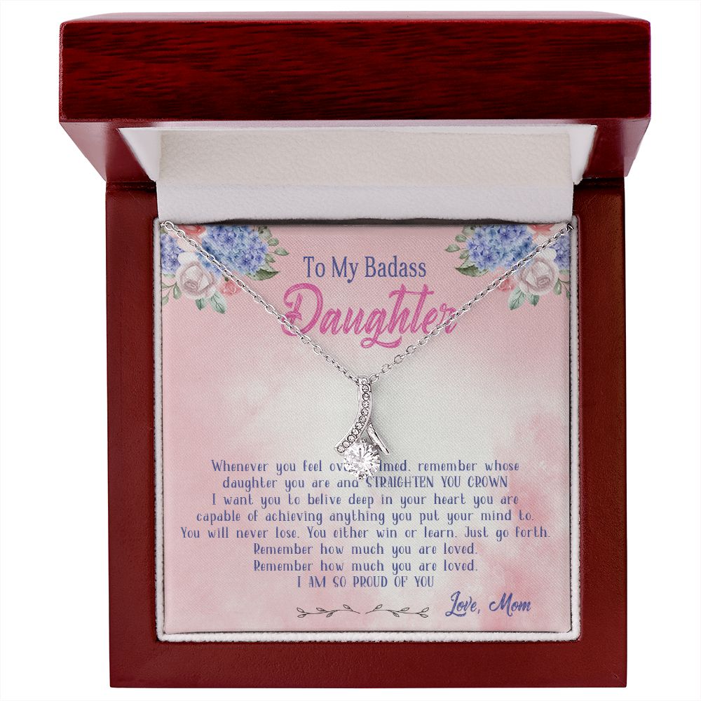 47B To My Badass Daughter Necklace From Mom, Badass Daughter Necklace Birthday