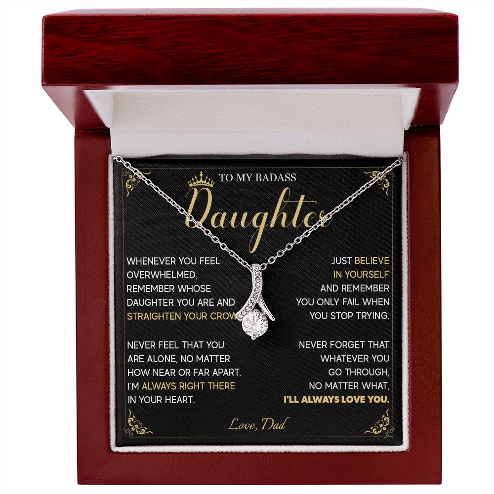 513B To My Badass Daughter Crown Necklace, Birthday Gift For Badass Daughter From Dad