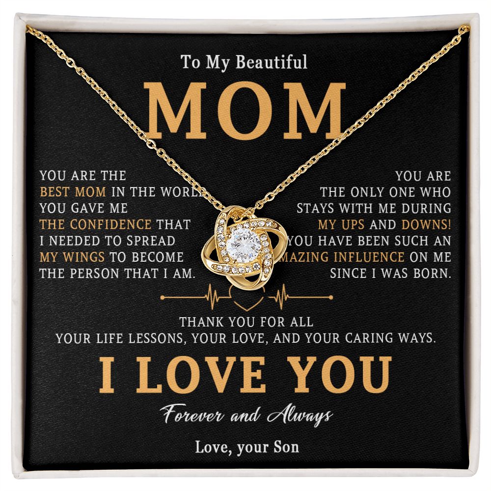 516A To My Beautiful Mom Necklace, Mom Gift, Mom Birthday Gift from Son, Love Gifts