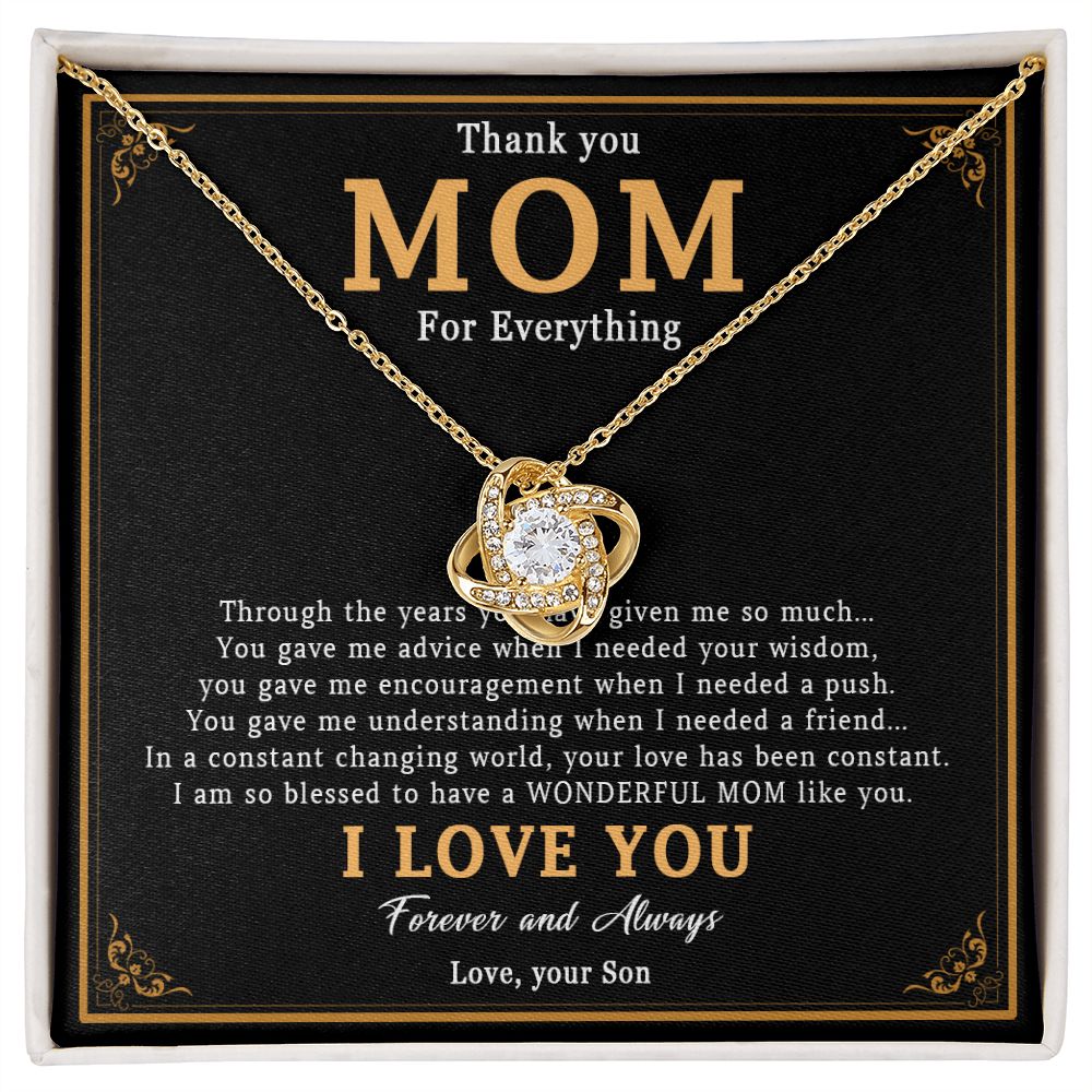 519A Thank You Mom Necklace, Mom Necklace Love Gift, Mom Birthday Gift From Son