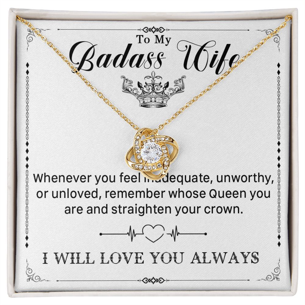 546A To My Badass Wife Pendant Necklace, Wife Necklace Birthday Gift from Husband