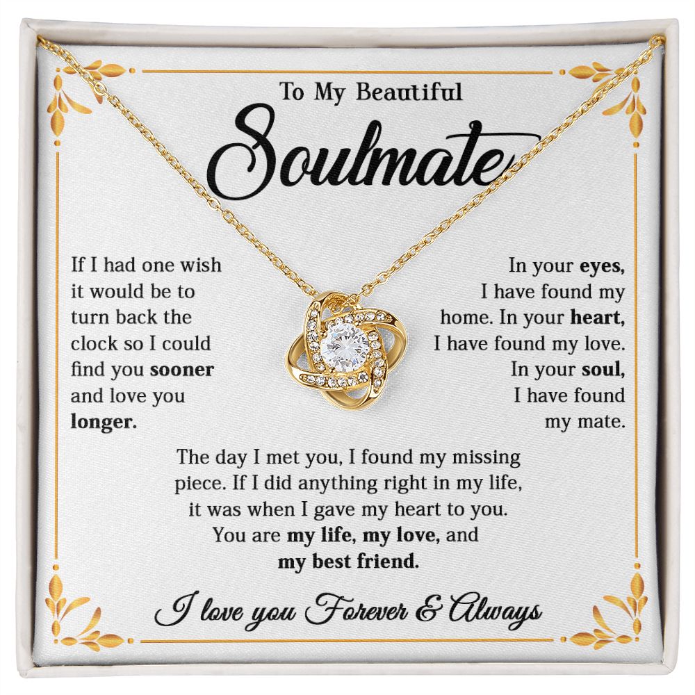 615A To My Beautiful Soulmate Necklace, Gift for Wife, Girlfriend, Valentine Gift