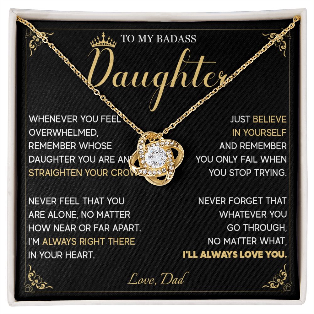 513A To My Badass Daughter Crown Necklace, Birthday Gift For Badass Daughter From Dad