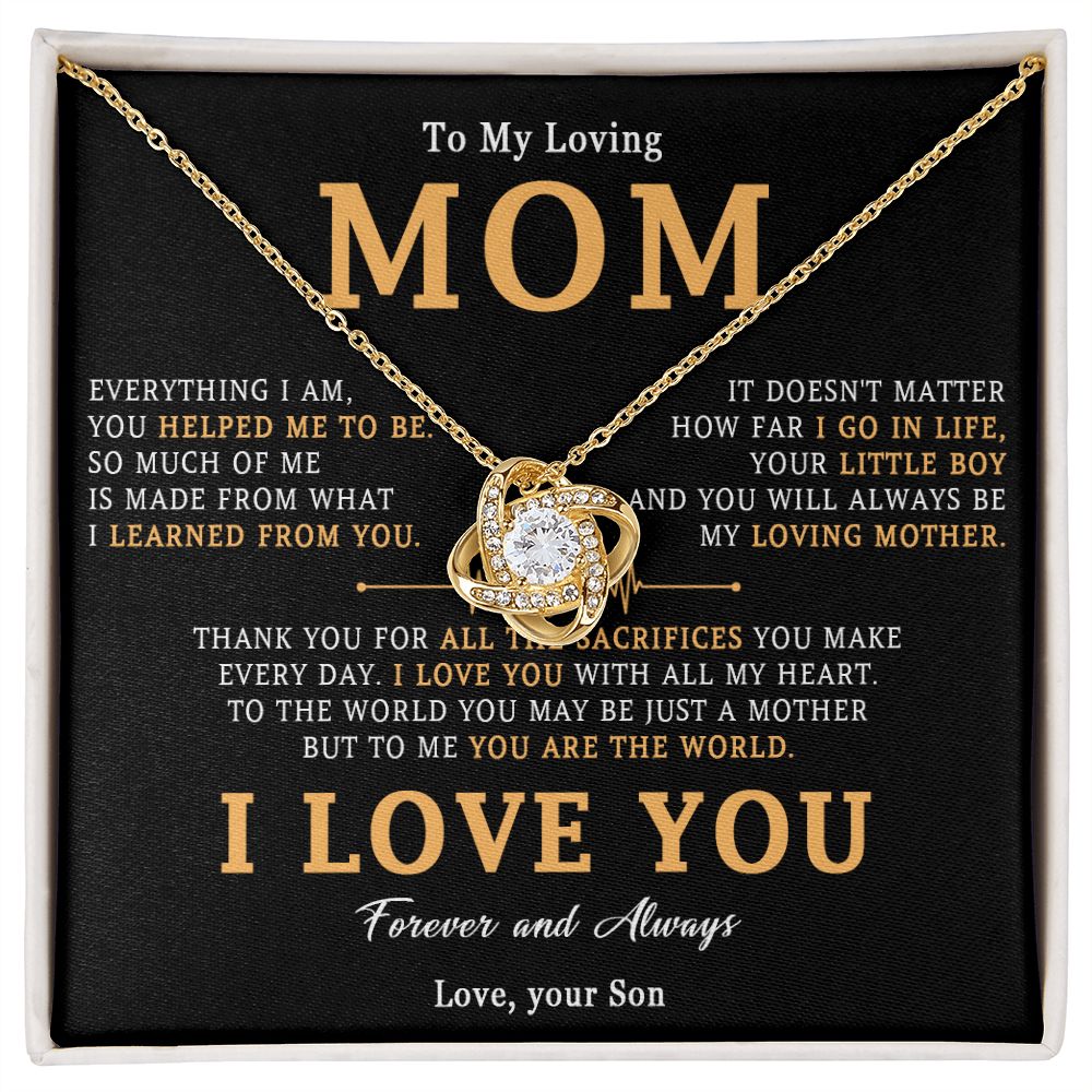 509A To My Loving Mom Necklace, Gift for Mom from Son, Mother's Day Jewelry Gifts