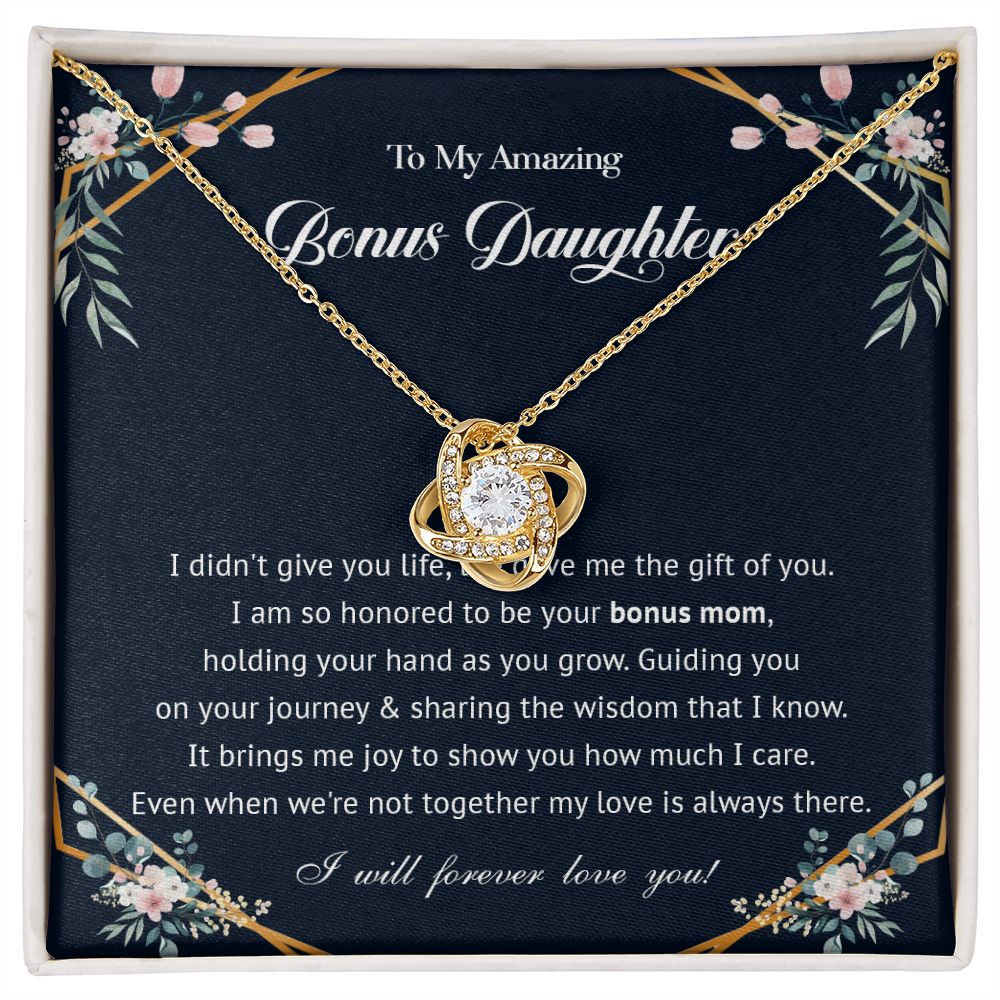 576A To My Bonus Daughter Necklace, Bonus Daughter Gift From Stepmom, Birthday Gifts