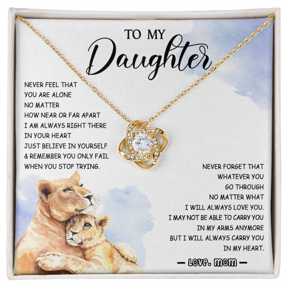 478A To My Daughter Necklace Mother to Daughter Birthday Christmas Gift from Lion Mom
