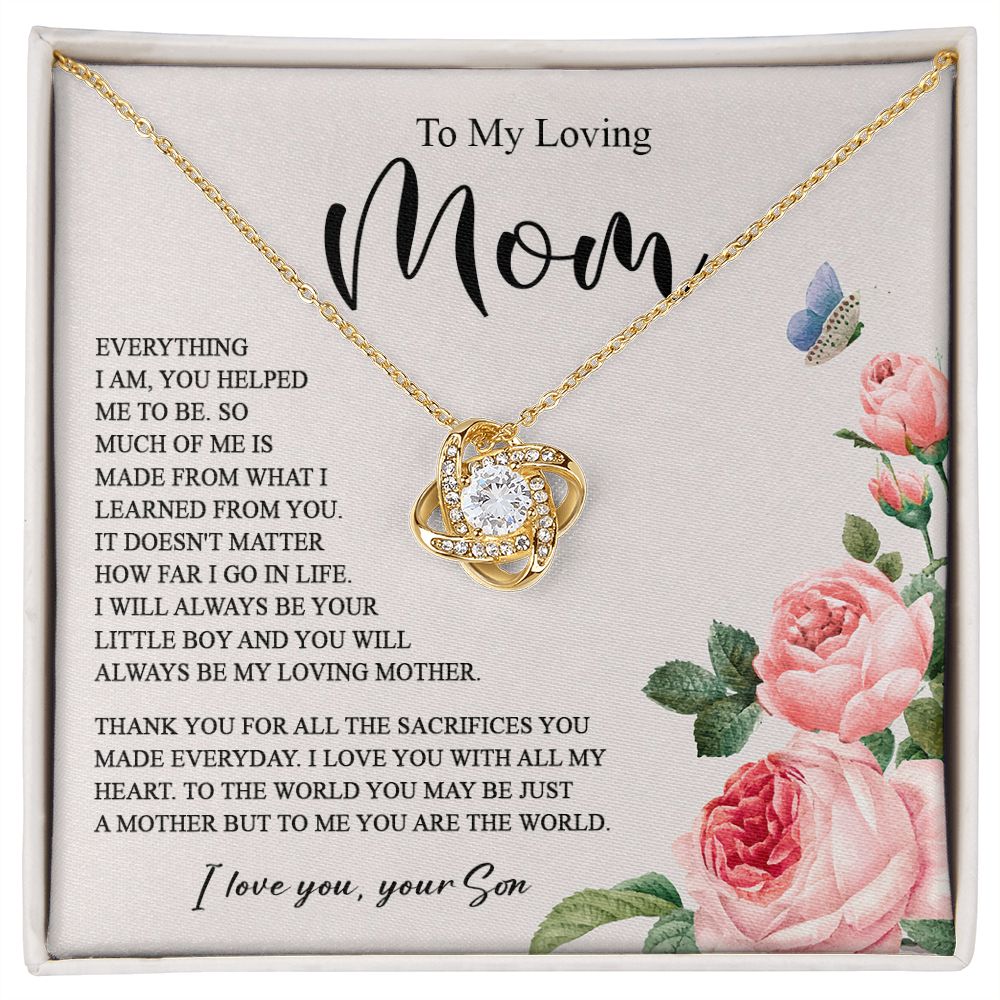628A To My Loving Mom Necklace, Gift for Mom from Son, Mother's Day Jewelry Gifts