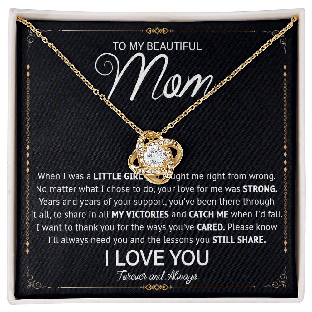 526A Love Knot Necklace To Mom From Daughter Son, Birthday Jewelry To Mom, Mommy