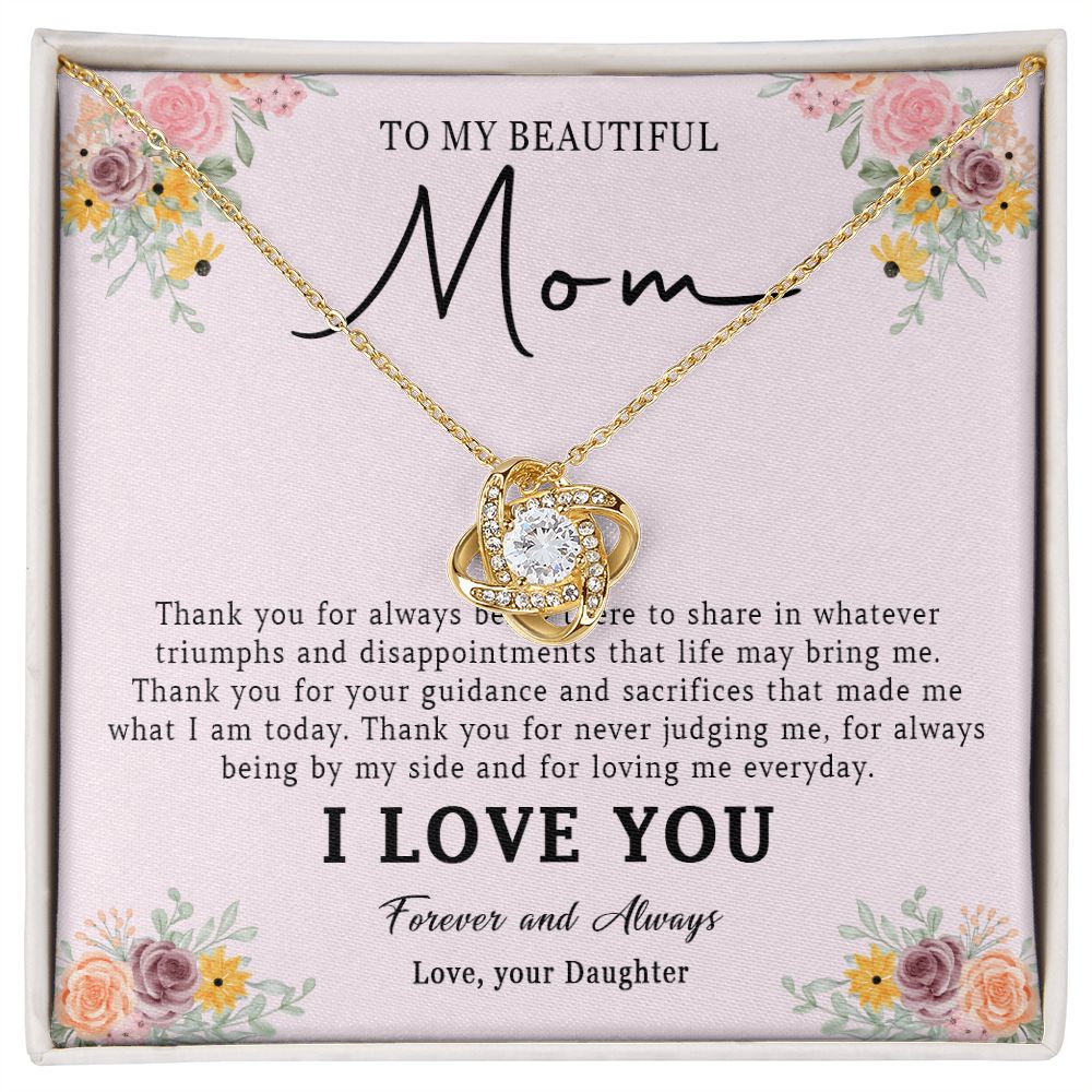 521A Love Mom Necklace, To My Beautiful Mom Necklace, Mom Birthday Gift from Daughter