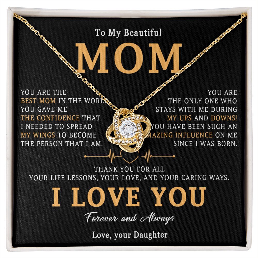517A To My Beautiful Mom Necklace, Love Mom Gift, Mom Birthday Gift from Daughter
