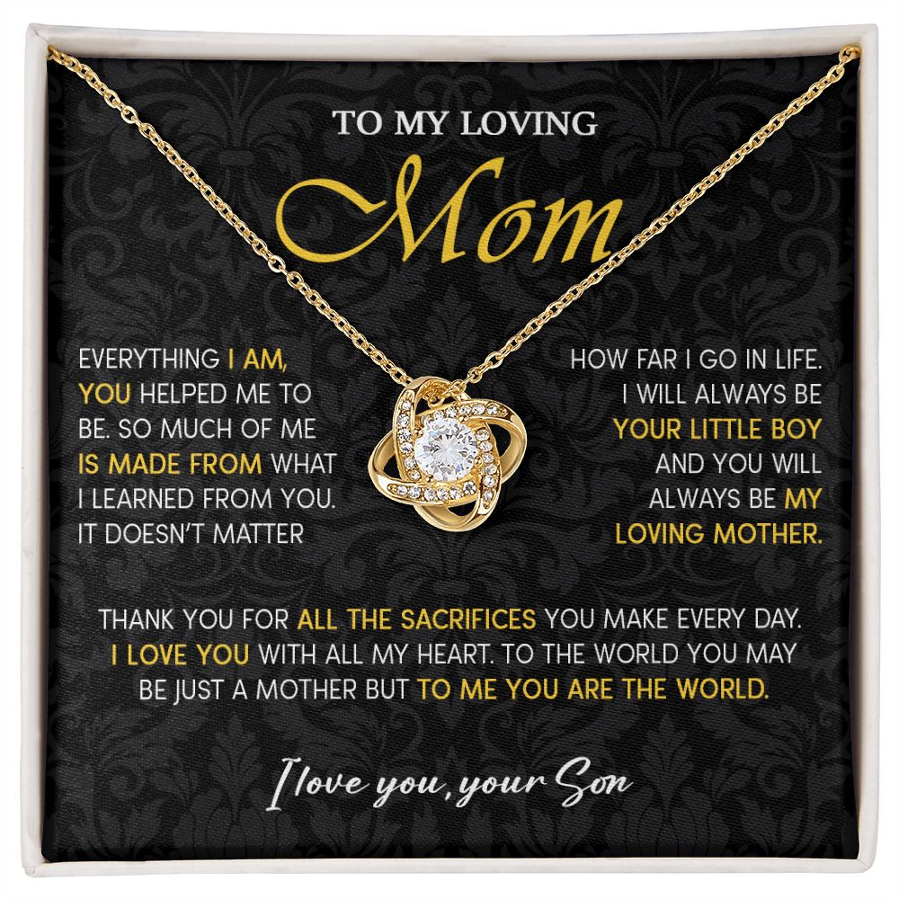441A To My Loving Mom Necklace, Gift for Mom from Son, Mom Birthday Gifts Necklace