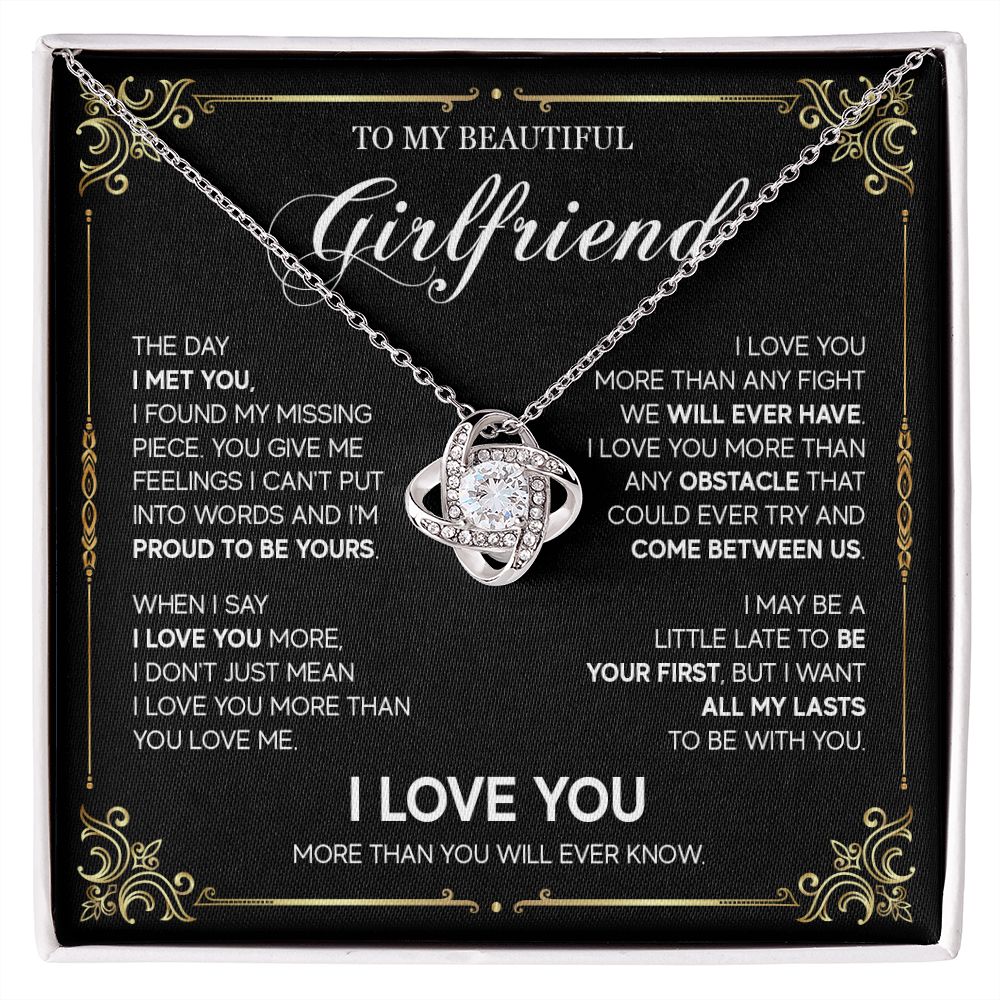 496A To My Girlfriend Knot Necklace, Girlfriend Necklace Gift, Birthday Gifts for Her