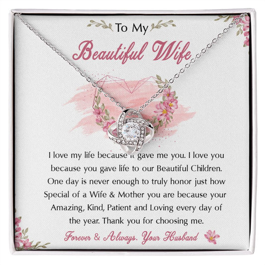 98A To My Beautiful Wife Necklace, Wife Necklace Gift from Husband, Birthday Gift