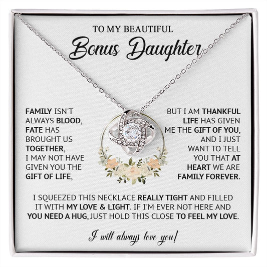 585A Bonus Daughter Necklace, Birthday Gift for Daughter from Dad Mom, Step Daughter