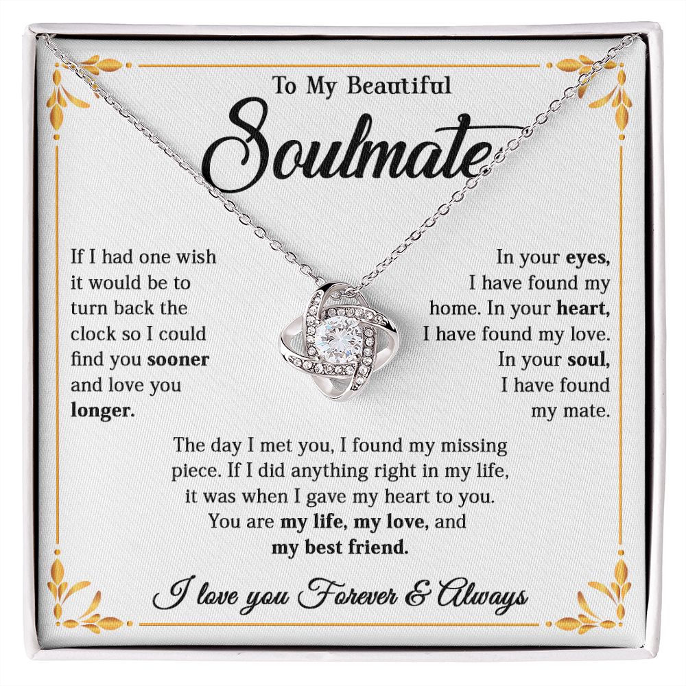 615A To My Beautiful Soulmate Necklace, Gift for Wife, Girlfriend, Valentine Gift