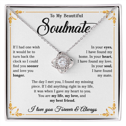 615A To My Beautiful Soulmate Necklace, Gift for Wife, Girlfriend, Valentine Gift