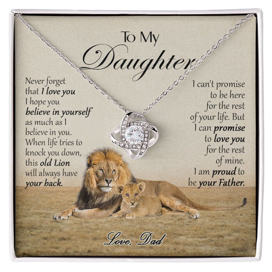 469A To My Daughter Necklace, Xmas Gift For Daughter From Dad, Daughter Father Lion