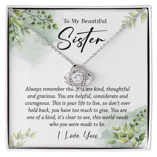 624A To My Sister Necklace,Christmas Birthday Gift For Sister From Brother/Sister