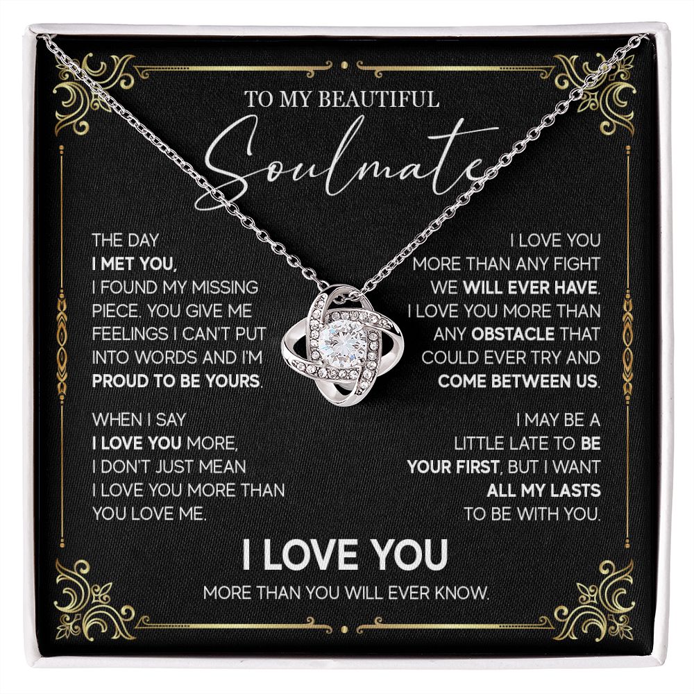 498A To My Soulmate Knot Necklace, Soulmate Necklace Gift, Birthday Gifts for Womens