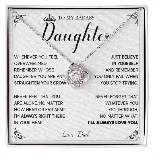 514A To My Badass Daughter Necklace, Birthday Gift For Daughter From Dad, Anniversary