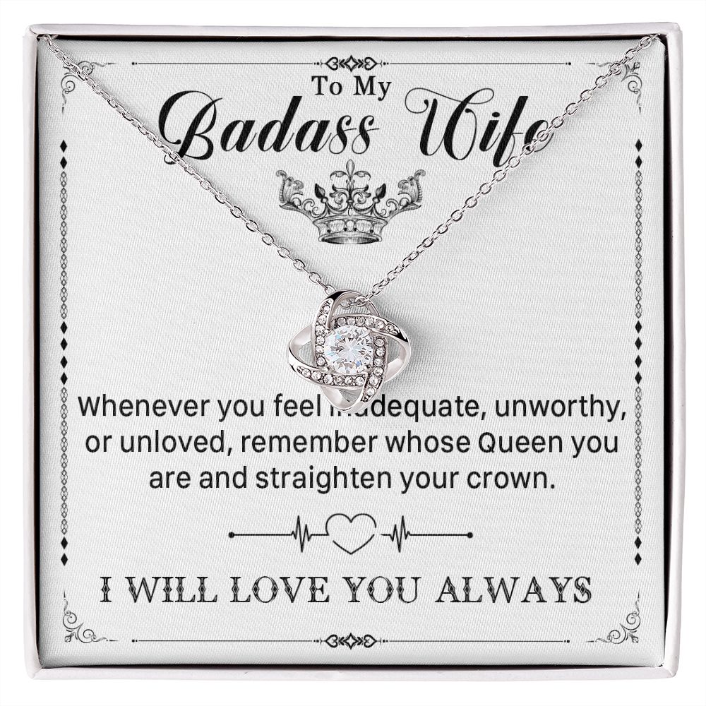 546A To My Badass Wife Pendant Necklace, Wife Necklace Birthday Gift from Husband