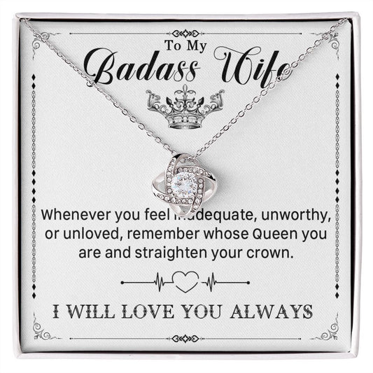 546A To My Badass Wife Pendant Necklace, Wife Necklace Birthday Gift from Husband