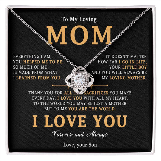 509A To My Loving Mom Necklace, Gift for Mom from Son, Mother's Day Jewelry Gifts