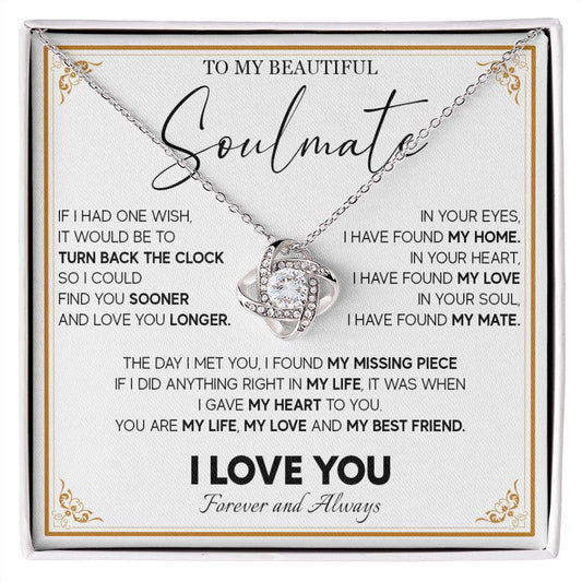 511A To My Beautiful Soulmate Necklace, Gift for Wife, Girlfriend, Anniversary Gift