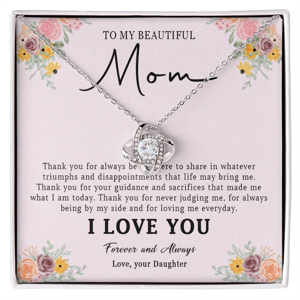 521A Love Mom Necklace, To My Beautiful Mom Necklace, Mom Birthday Gift from Daughter